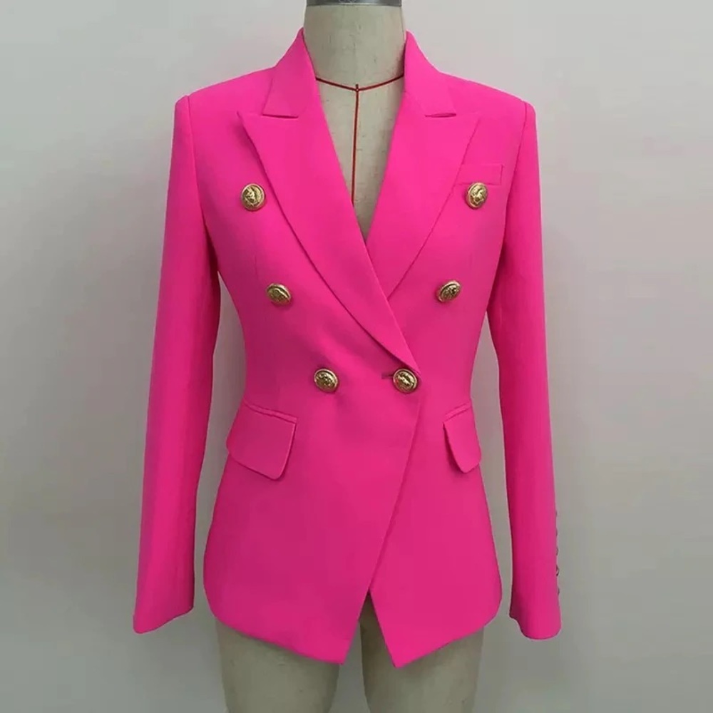 NWOT Jam Luxury Wear Brand Double Breasted Hot Pink Blazer Balmain Inspired